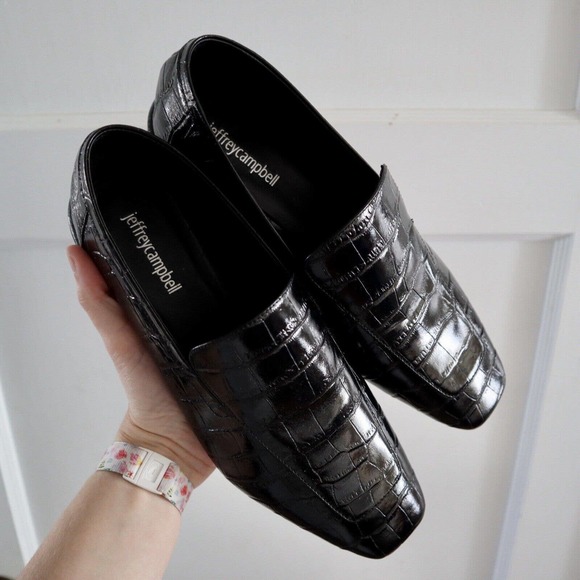 Jeffrey Campbell Shoes - Jeffrey Campbell Marko Black Croc Embossed Loafer Size 9